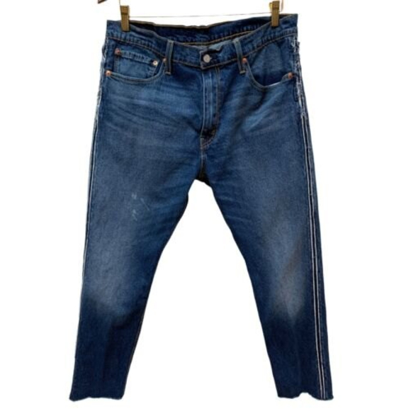 Levi's 512 Jeans Mens 36 x 28‎ Slim Taper Side Fray Cut Stretch Crop Cut Denim - Picture 1 of 10